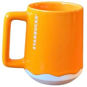 Starbucks 2022 Summer Mango Luster Drip Orange Ceramic Coffee Cup Mug 14oz